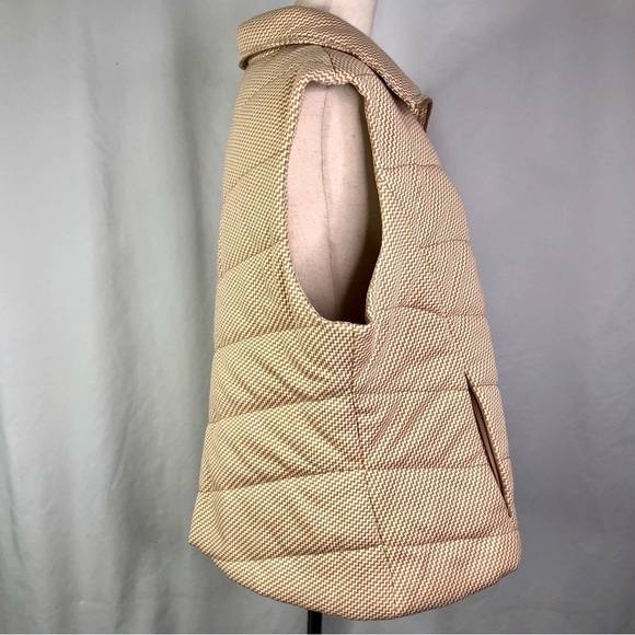 Coldwater Creek puffer vest cream camel zig zag jersey knit XL - Picture 5 of 11